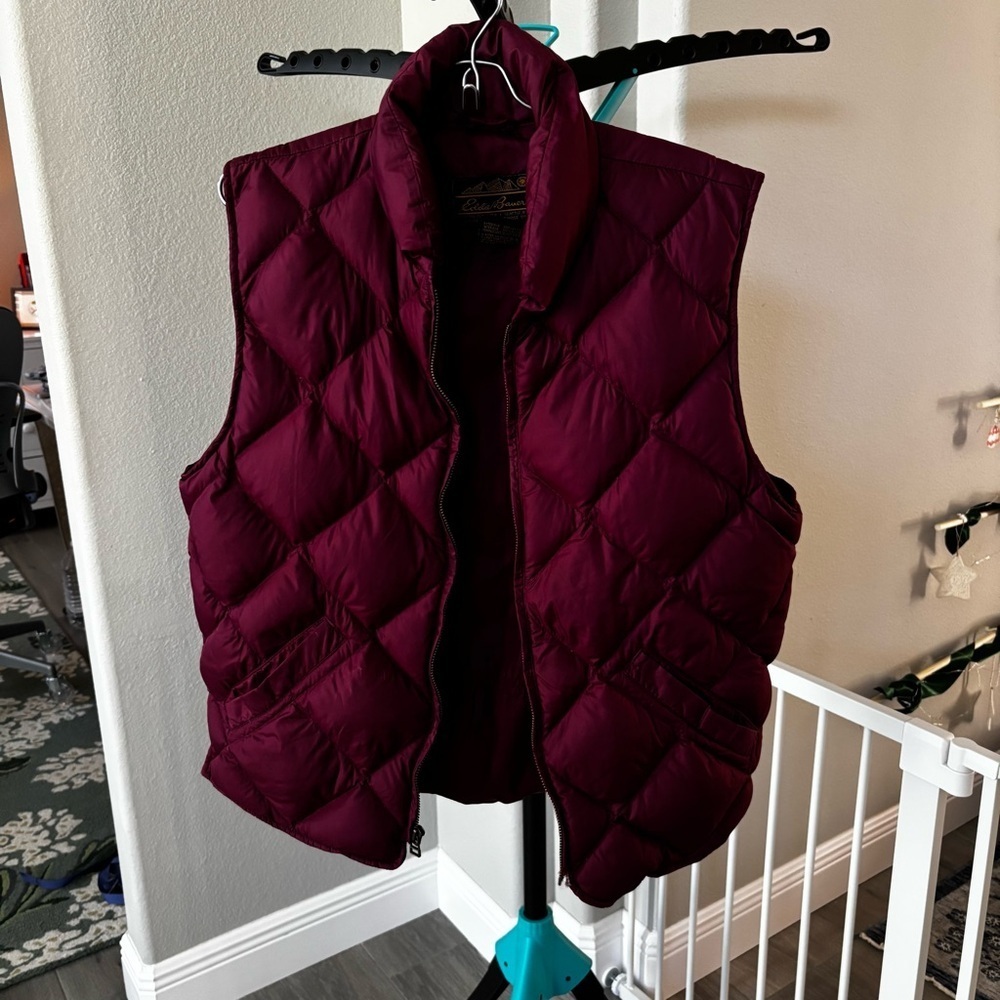 Eddie Bauer Maroon Goose Down Vest
